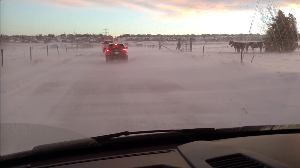 Sprinter van in blowing snow
