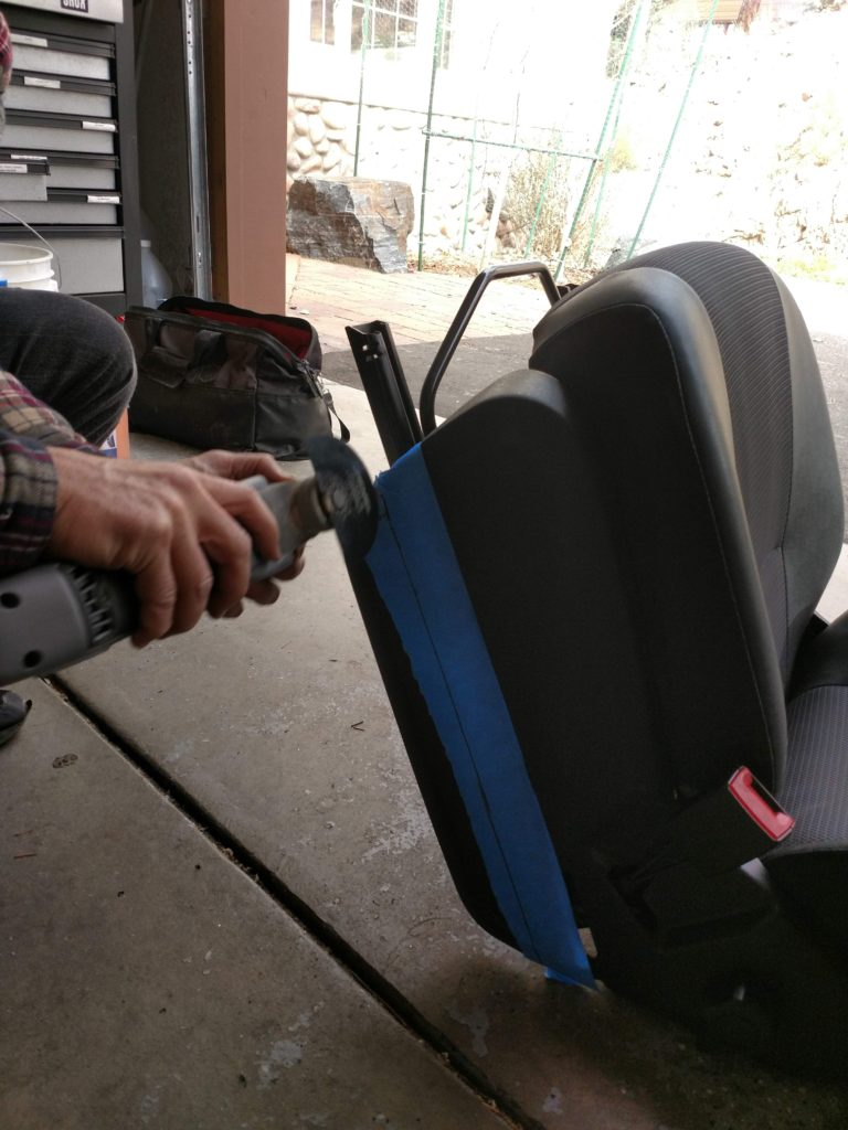 Cutting the seat skirt