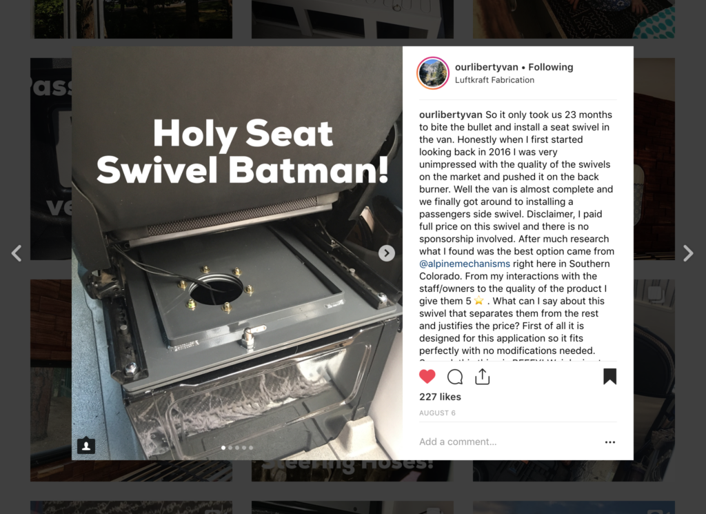 Instagram post from @OurLibertyVan