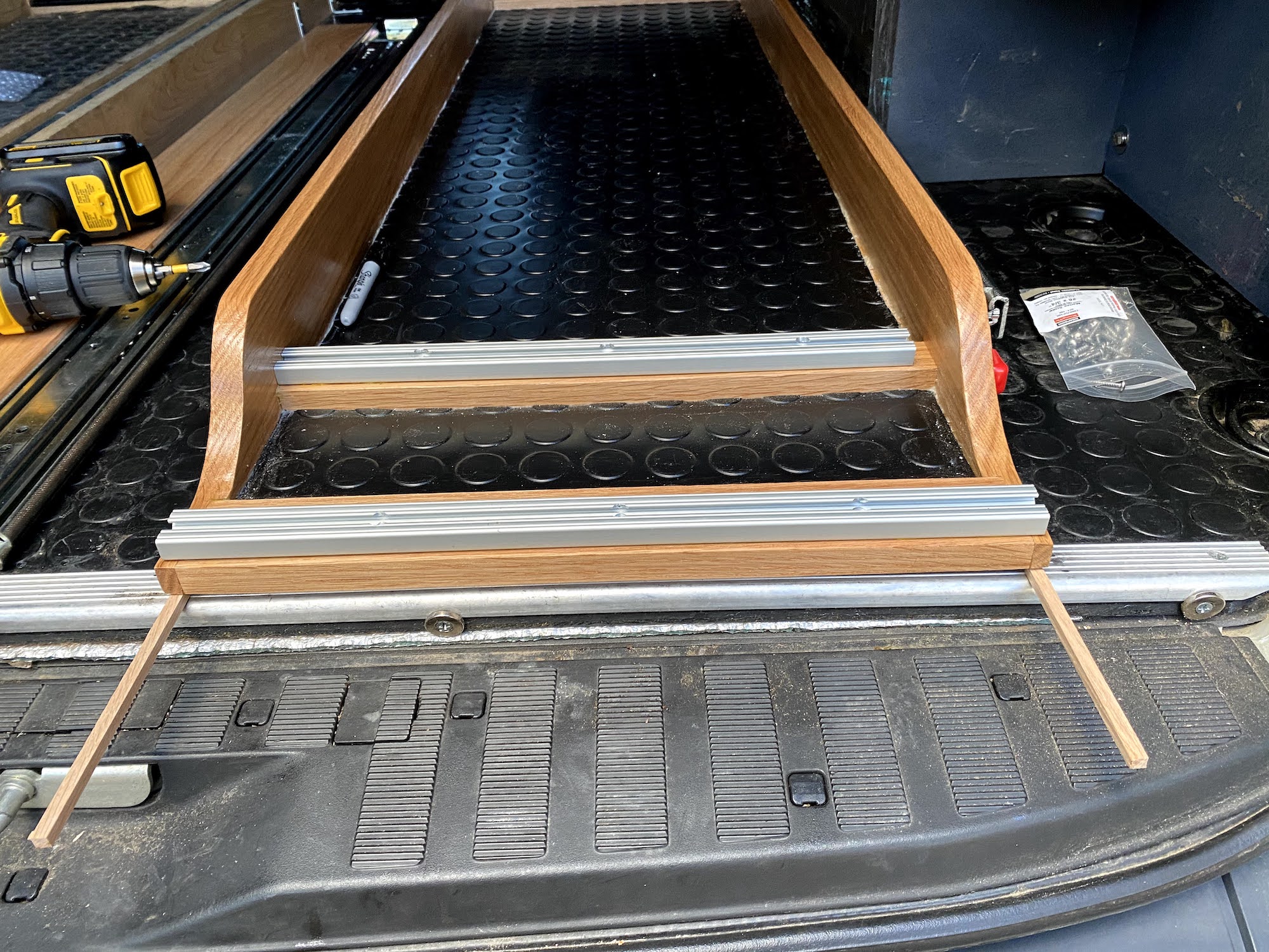 DIY Sprinter Van Low Profile Bike Slider Storage Tray