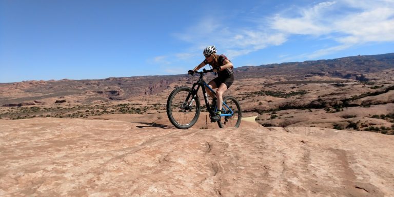 Sue riding Slickrock